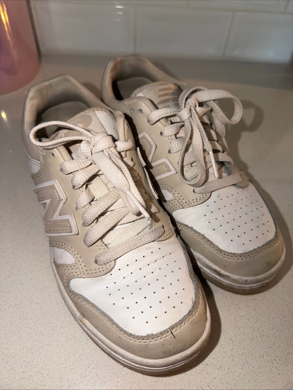 New Balance Beige and White Women's Sneakers